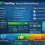 Fairplay service 2026 dashboard interface showing features, benefits, and beginner setup guide for safe and easy platform usage